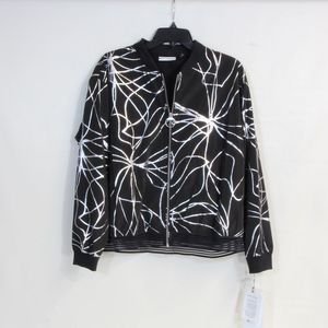DKNY Sport Women's Black Metallic-Print Cropped Bomber Jacket Size Medium NWT